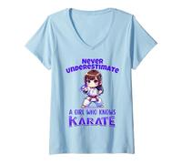 Femme Ne sous-estimez jamais une fille qui connaît les arts martiaux de karaté T-Shirt avec Col en V