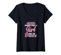 Femme Ne sous-estimez jamais une fille qui tapote de danse T-Shirt avec Col en V