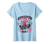 Femme Ne sous-Estimez jamais Une Vieille Dame Qui Aime la Danse en T-Shirt avec Col en V