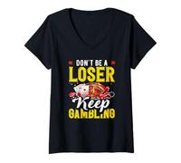 Femme Ne Soyez Pas Un perdant, continuez à Jouer à la Roulette du Casino T-Shirt avec Col en V