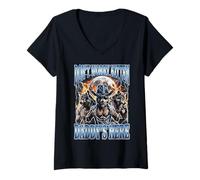 Femme Ne t'inquiète Pas, Chaton, Papa est là, Loup T-Shirt avec Col en V