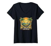 Femme Ne travaillez Pas pour l'argent Laissez l'argent Travailler pour Vous investisseur T-Shirt avec Col en V