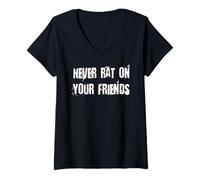 Femme Ne Vous en Prenez jamais à Vos Amis T-Shirt avec Col en V