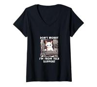 Femme Ne Vous inquiétez Pas, Je Viens du Service d'assistance Technique Cat Sysadmin IT Help Desk T-Shirt avec Col en V