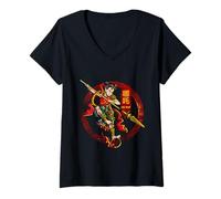 Femme Ne Zha Mythologie Chinoise Ancienne divinité Protection divinité T-Shirt avec Col en V