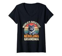 Femme Nebelung Grandma World's Greatest Cat Lover T-Shirt avec Col en V