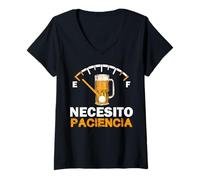 Femme Necesito Paciencia, Funny Sarcastic Sayings Patience Low T-Shirt avec Col en V