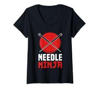 Femme Needle Ninja Funny Sewing Craft Design T-Shirt avec Col en V