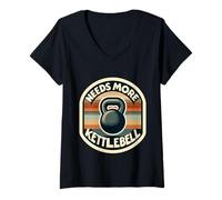 Femme Needs More Kettlebell Strength Training Fitness ||- T-Shirt avec Col en V