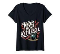 Femme Needs More Kettlebell Strength Training Fitness - T-Shirt avec Col en V