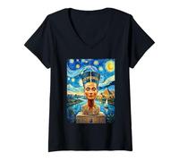 Femme Néfertiti égyptien T-Shirt avec Col en V