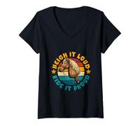 Femme Neigh It Loud Ride It Proud T-Shirt avec Col en V