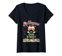 Femme Neighbors with Wine Social Club Suburban Friends Wine T-Shirt avec Col en V