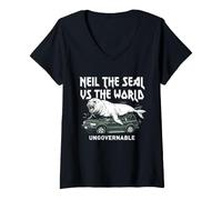 Femme Neil The Seal Ungovernable Southern Elephant Seal T-Shirt avec Col en V