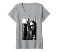Femme Neil Young Harvest Moon Singer par AJ Barratt T-Shirt avec Col en V