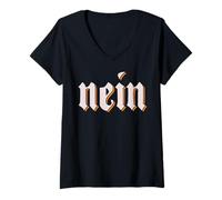 Femme Nein Dire drôle allemand Oktoberfest Deutsch Party Festival T-Shirt avec Col en V
