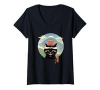 Femme Neko Takō T-Shirt avec Col en V