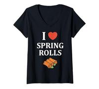 Femme Nem Food Funny Simple Quote I Love Spring Rolls T-Shirt avec Col en V