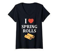 Femme Nem Food Funny Simple Quote I Love Spring Rolls T-Shirt avec Col en V