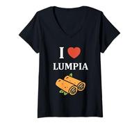 Femme Nem Food Funny Spring Roll Simple Quote i Love Lumpia T-Shirt avec Col en V