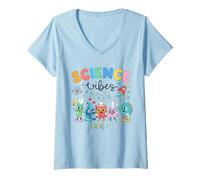 Femme Nerd Geek, Scientifique et Professeur de STEM, de Retro Groovy Science Vibe T-Shirt avec Col en V