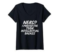 Femme Nerd Je préfère Le Terme intellectuel Badass Professor T-Shirt avec Col en V