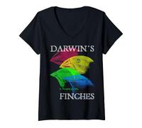 Femme Nerdy Darwin's Finches Evolution Science Biologie Professeur T-Shirt avec Col en V