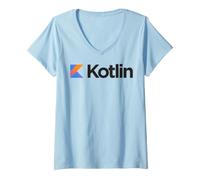 Femme Nerdy Kotlin Programmeur Informatique Geek Professeur de mathématiques T-Shirt avec Col en V