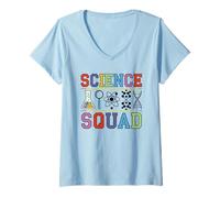 Femme Nerdy Science Squad Biologie Camp Enseigner la technologie STEM Stud T-Shirt avec Col en V