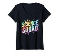 Femme Nerdy Science Squad I Teach STEM Teacher Learn Nerd Tech Lab T-Shirt avec Col en V