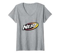 Femme Nerf Orange and Red Big Chest Logo T-Shirt avec Col en V