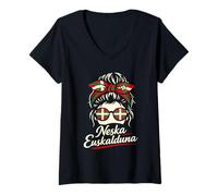 Femme Neska Euskalduna Fille Basque Humour Pays Basque T-Shirt avec Col en V