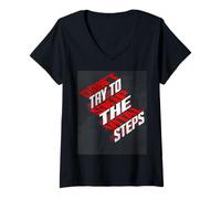 Femme N'essayez Pas de Sauter Les étapes vitales - Art Graphique de Motivation T-Shirt avec Col en V
