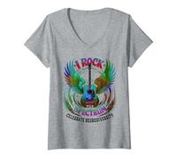 Femme Neurodiversité spectrale I ROCK THE SPECTRUM Sensibilisation à l'autisme T-Shirt avec Col en V