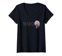 Femme Neurologie Spécialiste Cerveau Nerfs Médecin Nurse Team Neuro T-Shirt avec Col en V