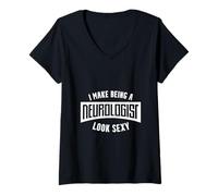 Femme Neurologue Neurologie Sexy Neuro MD T-Shirt avec Col en V