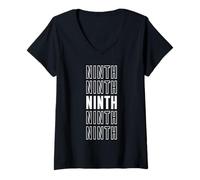 Femme Neuvième T-Shirt avec Col en V