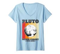 Femme Never Forget Pluto Style Rétro Drôle Space Science 1930-2006 T-Shirt avec Col en V