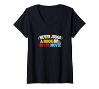 Femme Never Judge A Book Movie Reading Humour T-Shirt avec Col en V