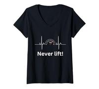 Femme Never Lift Heartbeat - Car Guy Racer Auto Mechanic Racer T-Shirt avec Col en V