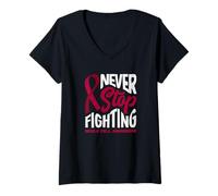 Femme Never Stop Fighting Fickle Cell Awareness T-Shirt avec Col en V