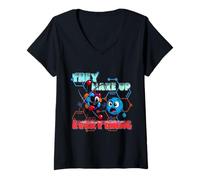 Femme Never Trust an Atom - Funny Science Meme Cartoon Design T-Shirt avec Col en V