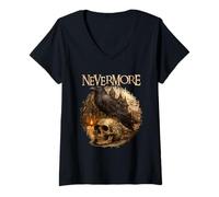 Femme Nevermore Edgar Allan Poe Gothique T-Shirt avec Col en V