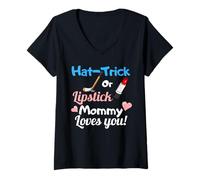 Femme New Baby Gender Reveal Party Hockey Mom Lover Gift T-Shirt avec Col en V