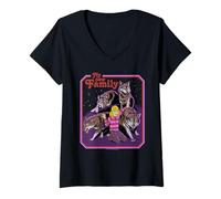 Femme New Family Wolves Sarcastic Retro Vintage Funny Adult Humor T-Shirt avec Col en V