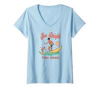Femme New Jersey Surfer Sea Bright NJ Surf Beach Vacation T-Shirt avec Col en V