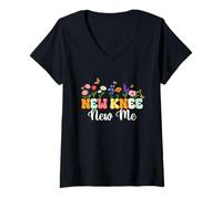 Femme New Knee New Me - Récupération de Remplacement chirurgicale du Genou pour se rétablir T-Shirt avec Col en V