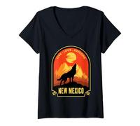 Femme New Mexico Live Love Explore Loup Hurlant T-Shirt avec Col en V