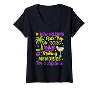 Femme New Orleans Girls Trip 2026 Faire des Souvenirs pour Toute Une Vie T-Shirt avec Col en V
