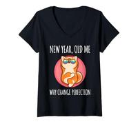 Femme New Year Old Me 2026 Chien Shiba Amusant Sarcastique T-Shirt avec Col en V